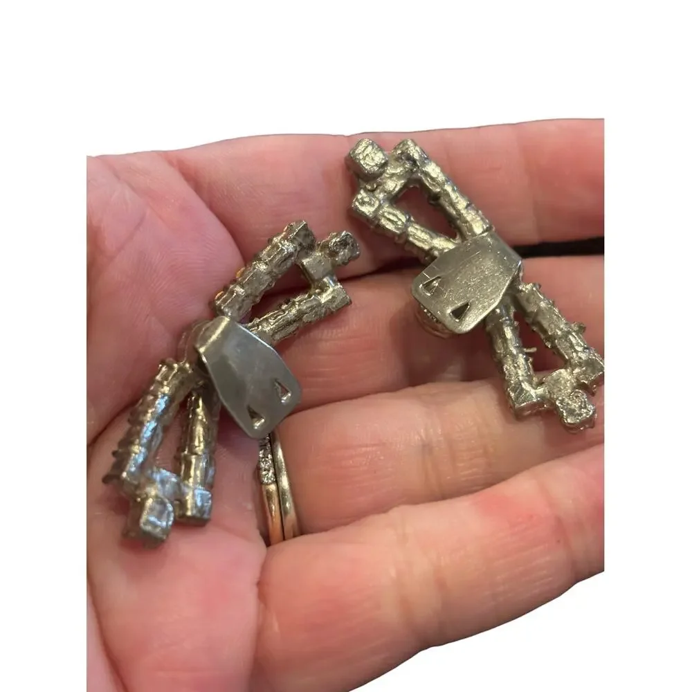Art Deco Rhinestone Shoe Clips Crystal Buckle Old Hollywood Glam Vintage Pair